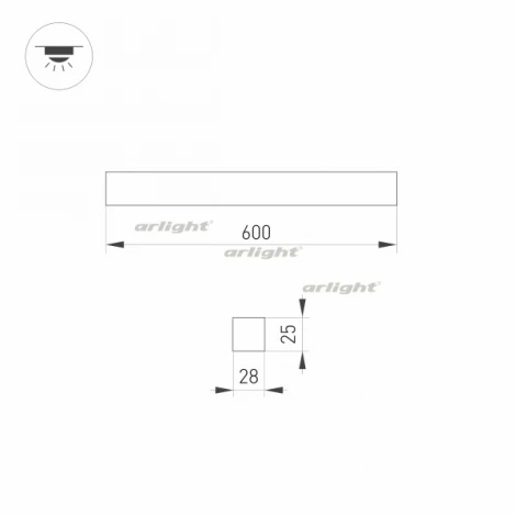 Линейный потолочный светильник LED прямоугольный SNAP-STARLINE-LASER-S600-13W Warm3000 (WH-BK, 80 deg, 48V) (Arlight, IP40 Металл) 031570