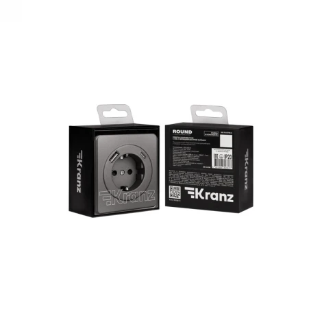 Розетка 1-ая с/з с/у з/ш 16А с USB A+C быстрой зарядки 5В/3А титан Kranz Round KR-78-0704-2