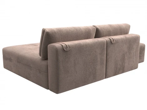 Диван угловой модульный с пуфом Лига-060 НПБ угол универсальный (ЛДСП,Брус,Фанера/Пластик/Велюр/Бежевый) Лига Диванов 129680