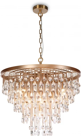 Подвесная люстра каскадная Maytoni Linn MOD091PL-09G (220V, хрусталь, подвески, на цепи)