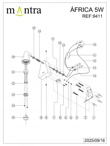 Настенный светильник светодиодный Mantra Africa 9411
