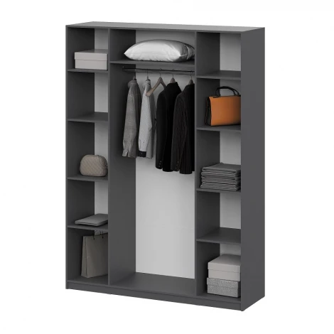 Шкаф распашной Арника (9 полок + штанга) ШК 5 (1600), Графит