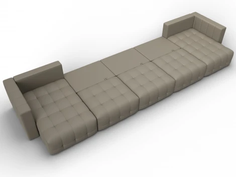 Диван П-образный Лига-052 НПБ МегаЛонг (ЛДСП,Брус,Фанера/Пластик/Экокожа/Бежевый) Лига Диванов 129922