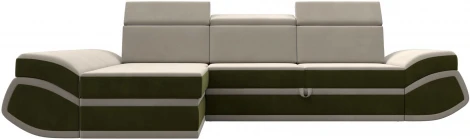 Диван угловой Лига-032 левый угол (Бежевый,Зеленый/Микровельвет) Лига Диванов арт.121649L