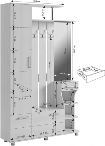 Прихожая Барселона-1 Mebelson (ЛДСП/Белый) арт.PR-0016.1747
