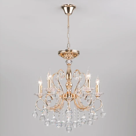 Подвесная люстра Eurosvet Collana 10096/5 золото/прозрачный хрусталь Strotskis