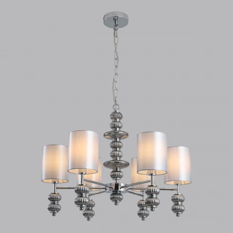 Подвесная люстра со стеклянным декором Lumion Ilmira 8338/6 хром/серый, металл/стекло/текстиль E14 6*40W 220V (на цепи)