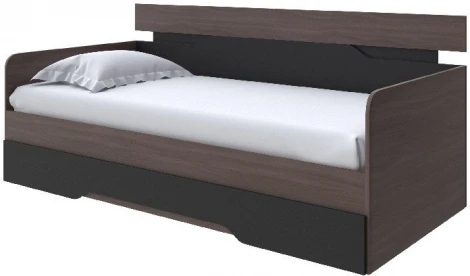 Без бренда Кровать-Софа Milton (ЛДСП Ясень Шимо Темный/Черный) 120x190