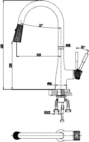 Смеситель D&K Rhein Schiller DA1462504D для кухонной мойки