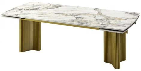 Стол АДАЖИО-2 240 (320) см цвет АРКТИКА (ARCTIC OCEAN), керамика / Золотой каркас M-City 64580