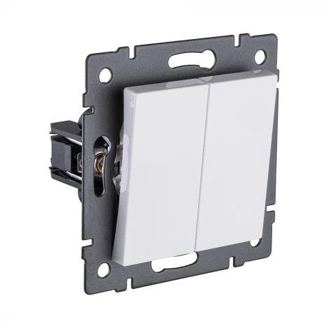 Выключатель кнопочный 2-клавишный 10А/250В белый Kollinger REA-S-011WH для Aspekt, Eleganz, Reflex