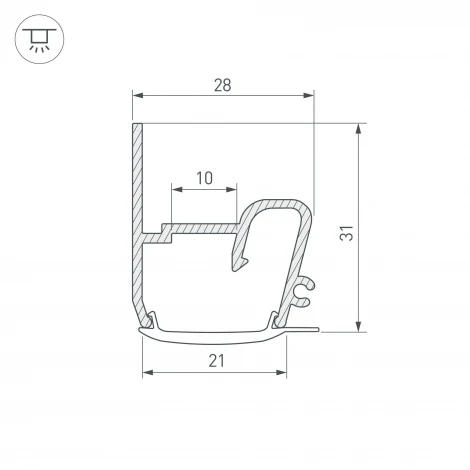 Профиль STRETCH-S-20-WALL-SIDE-2000 (RESPECT-ST) (Arlight, Алюминий) 040701