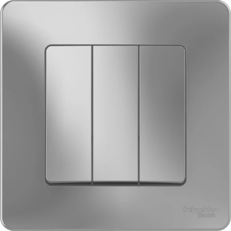 Выключатель встраиваемый трехклавишный (алюминий) Systeme Electric Blanca BLNVS100503