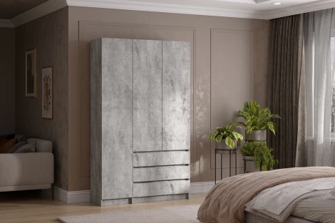 Шкаф трехстворчатый Арника Бали, Цемент светлый