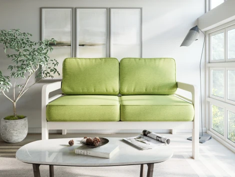 Диван Arsko прямой Бергер М беленый дуб рогожка зеленая