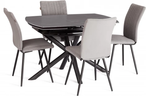 Стол обеденный Winston/Винстон Tetchair (Керамика,Металл/Серый,Черный) арт.21857