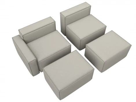 Диван угловой модульный Лига-063 угол левый (ДСП/Пластик/Рогожка/Бежевый) Лига Диванов 129783L