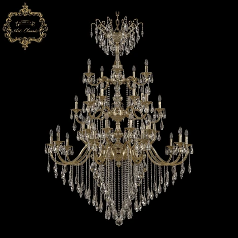Подвесная большая люстра Art Classic 31.21 31.2118.20+10+5.520.3d.B.G.Y1 (220V, на цепи, подсвечник, свеча)