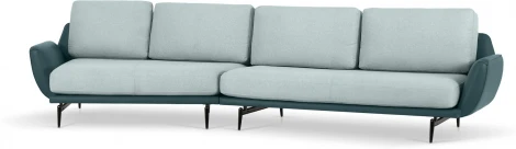 Диван Ispani угловой левый ОГОГО (арт.799378), (Ткань,Экокожа/Зеленый)