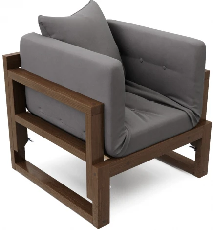 Кресло Arsko Амбер орех серый велюр