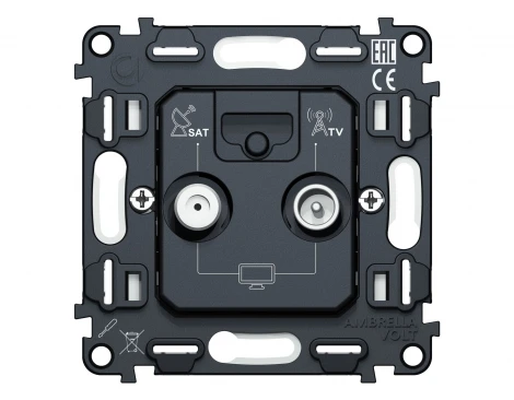 Механизм ТВ-розетки+SAT встраиваемый (серый) Ambrella Volt QUANT VM217