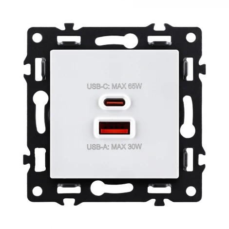 Розетка USB A+C 65W белый Kollinger Asthetik AS-024WH