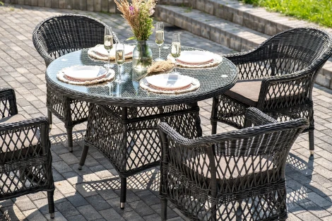 "Дольче" обеденная группа из искусственного ротанга, цвет графит 4SIS арт.УТ-00007673