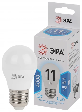 Лампочка светодиодная E27 11W ЭРА LED P45-11W-840-E27
