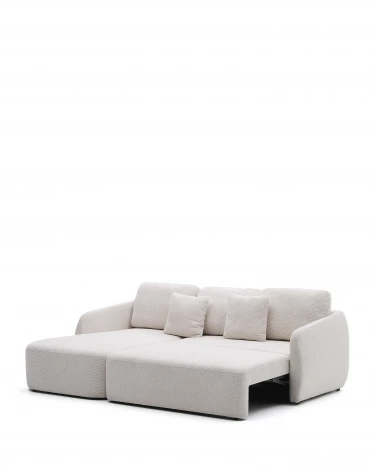 Laira 3-местный диван-кровать из шенилла с шезлонгом слева цвет экрю 246 см La Forma (ex Julia Grup) арт.251372