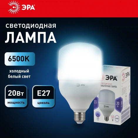 Лампочка светодиодная E27 20W ЭРА LED POWER T80-20W-6500-E27