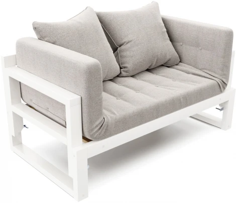 Кушетка Arsko Амбер белая эмаль серая рогожка