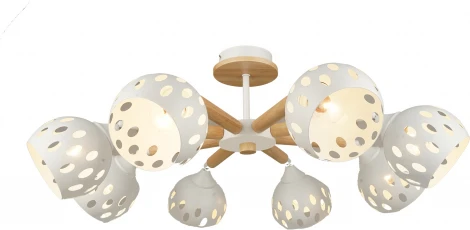 Потолочная люстра на штанге Мелодия Света SL1N SL5691-8 WT+Wood 000067880