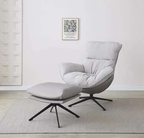 Кресло HUG светло-серый, экокожа, шенилл Bradexhome арт.FR 1013