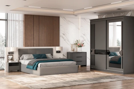 Кровать Арника с основанием двойная №4, Серый