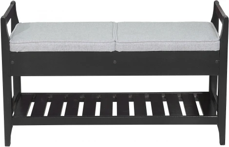 Скамья для прихожей Н с ящиком, ткань серый, каркас венге Mebelik арт.007591