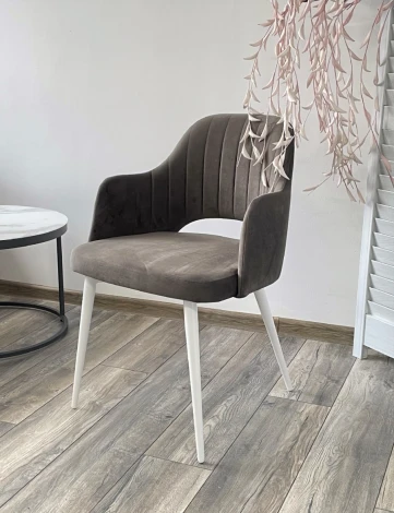 Обеденный стул M-City FANTINE-LA ГРАФИТ #14, велюр/ белый каркас