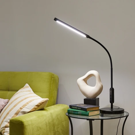 Торшер светодиодный, 10W, с регулировкой наклона, сенсорный выключатель, диммер, черный Uniel ULM-T619 10W/3000-6500K/DIM BLACK