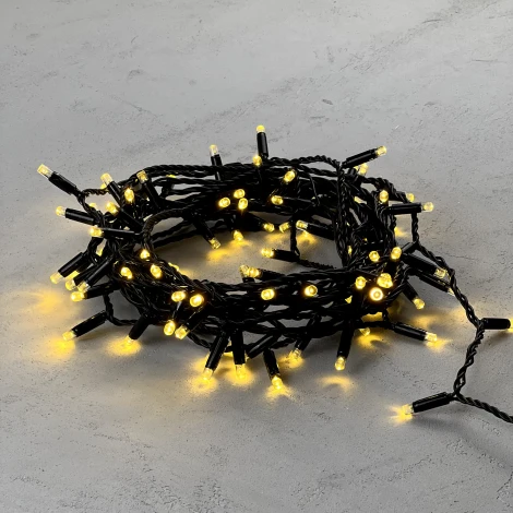 Гирлянда Нить с колпачком 10м золотой, 100 LED, провод черный ПВХ, IP65 Laitcom PST100CAP-11-2GL