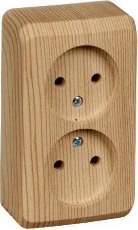 Розетка накладная двойная без заземления (сосна) Systeme Electric Этюд PA16-005D