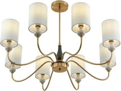 Потолочная люстра на штанге Lumion Anri 6590/8 латунь/мятный зеленый, металл, керамика/текстиль E14 8*40W 220V