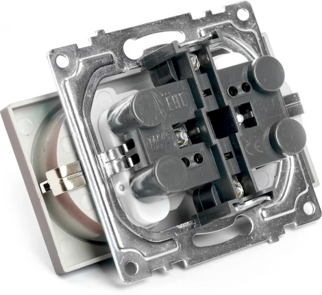 Розетка двойная с заземлением и шторками (коричневый) Stekker Катрин 49030