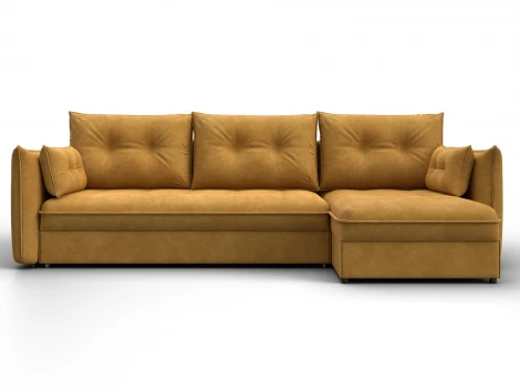 Диван угловой Лига-100 НПБ угол универсальный (ДСП,Фанера/Пластик/Велюр/Желтый) Лига Диванов 133658