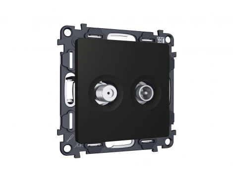 Комплект механизма ТВ-розетки+SAT встраиваемый (черный матовый) Ambrella Volt QUANT MA813310