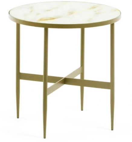 Журнальный стол La Forma (ex Julia Grup) Elisenda (Золотой,Белый/ Сталь,Стекло)