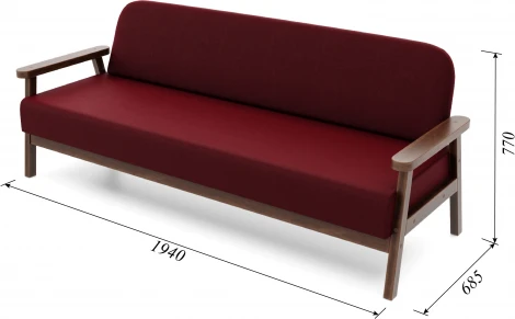 Диван Arsko прямой Флори Б орех велюр бордовый