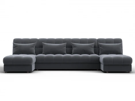 Диван П-образный Лига-116 НПБ (ДСП,ЛДСП,Велюр/Серый) Лига Диванов 137329