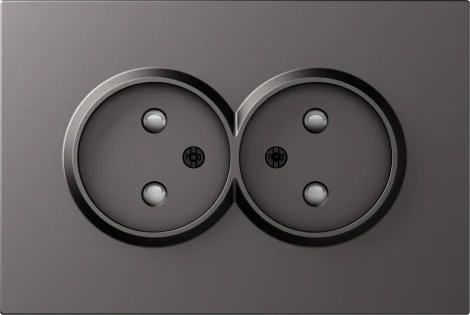 Накладка для розетки 2-й без заземления, со шторками 16A 250 В~, матовый титан Donel S08 DS22645