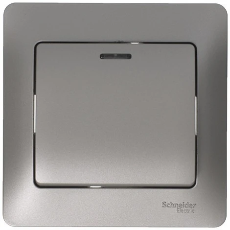 Выключатель встраиваемый одноклавишный с подсветкой (платина) Systeme Electric Glossa GSL001213