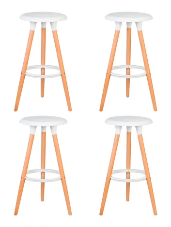 Набор 4 шт табурет барный DOBRIN ROYCE (ножки светлый бук, цвет белый (W-02))