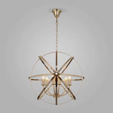 Подвесная люстра Wi-Fi Eurosvet Santi 60139/6 золото (220V, управление смартфоном, голосовое управление, умный дом - Minimir Home, Алиса, Маруся, Салют, на цепи, шар)